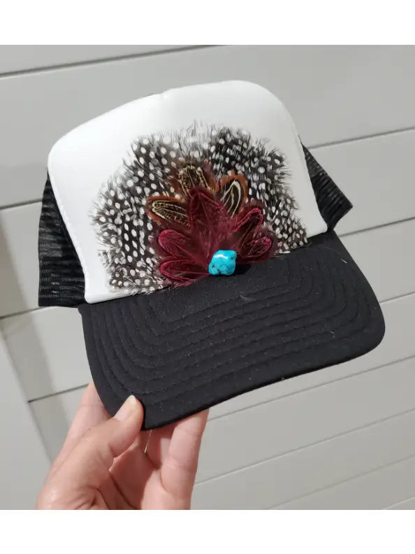 Western Feather Crown Trucker Hat (3 colors)