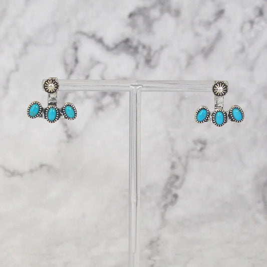 Silver Jacket w/ Turquoise Stones Earrings