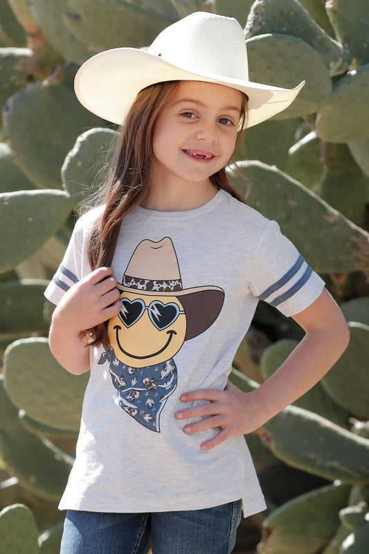 CRUEL BY CINCH GIRL'S SMILEY FACE TEE - WHITE