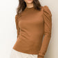 Chloe (ruched shoulder, ribbed knit long sleeve top)