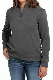 Cinch Women's Charcoal 1/4 Zip Sweater