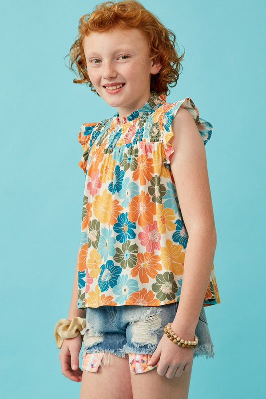Casey (Floral Ruffle Sleeve Top)