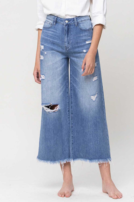 Dixie Super High Rise Crop Frayed Hem Jeans