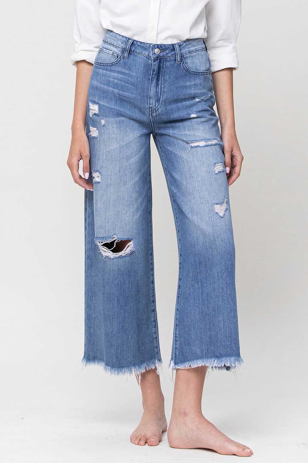 Dixie Super High Rise Crop Frayed Hem Jeans