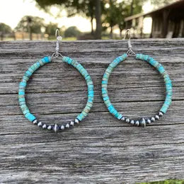 Parker Navajo / Turquoise Hoop Drop Earring