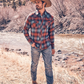 Wrangler Mens Retro Flannel Western Shirt Long Sleeve  - Teal/Tan Plaid
