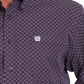 Cinch Mens Plain Weave Print Button-Down Shirt - Purple MTW1105638