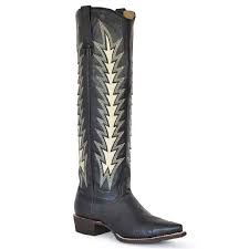 Stetson Johnnie Handcrafted Black Leather Women's Boots Fashion Snip Toe