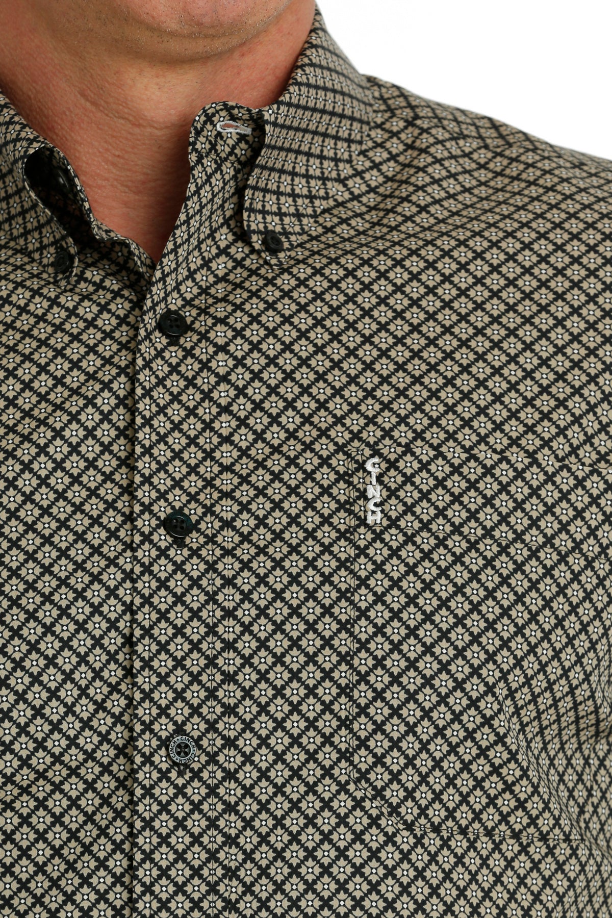 Men's Cinch Long Sleeve Western Button-Down Shirt Modern Fit - Black/Gold MTW1347098
