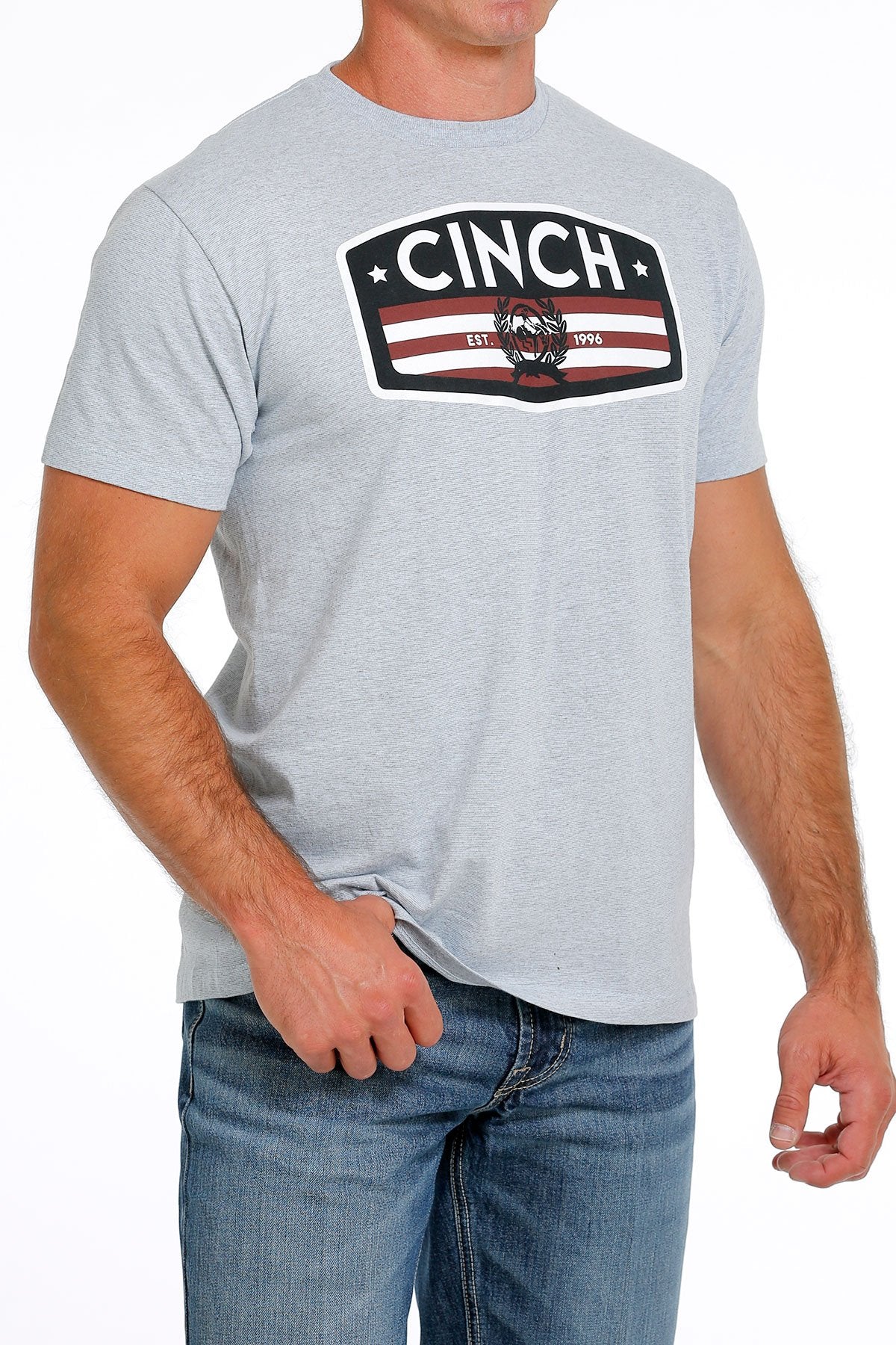 Cinch Mens Red/White/Blue Graphic T-Shirt - Light Blue  MTT1690587