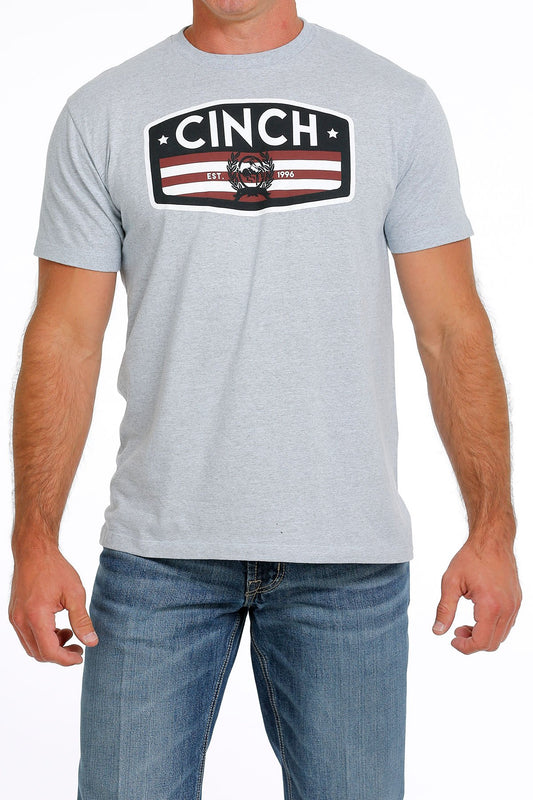 Cinch Mens Red/White/Blue Graphic T-Shirt - Light Blue  MTT1690587
