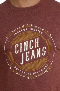 Mens Cinch Jeans Short Sleeve Graphic T-Shirt  - Burgundy