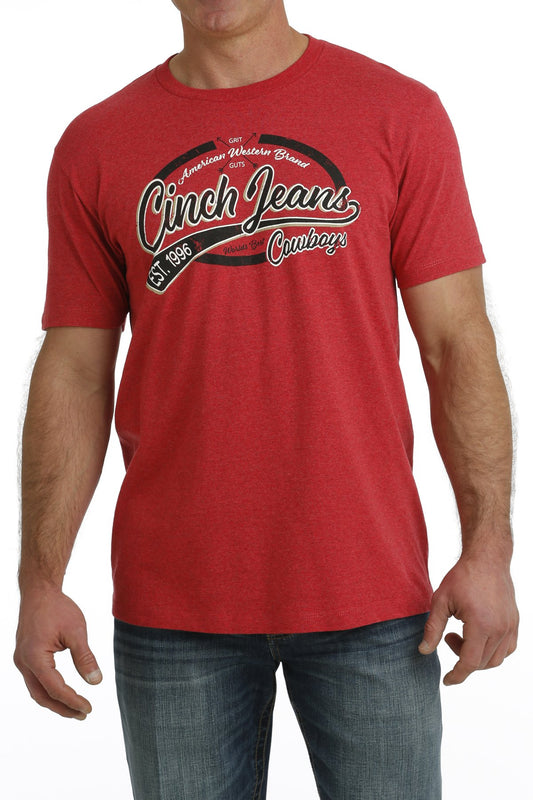Cinch Jeans Mens Cowboys Graphic T-Shirt Tee - Red