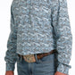 Cinch Men's Paisley Print Button-Down Shirt  - Light Blue/Black/White - MTW1105601