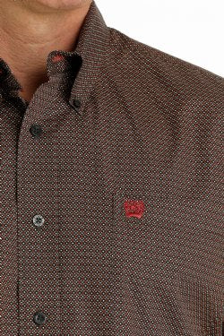 Cinch Mens Geometric Print Button-Down Western Shirt - Brown MTW1105654