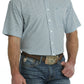 Men's Cinch Geometric Print Short Sleeve ArenaFlex Button-Down Shirt - White / Blue MTW1704134