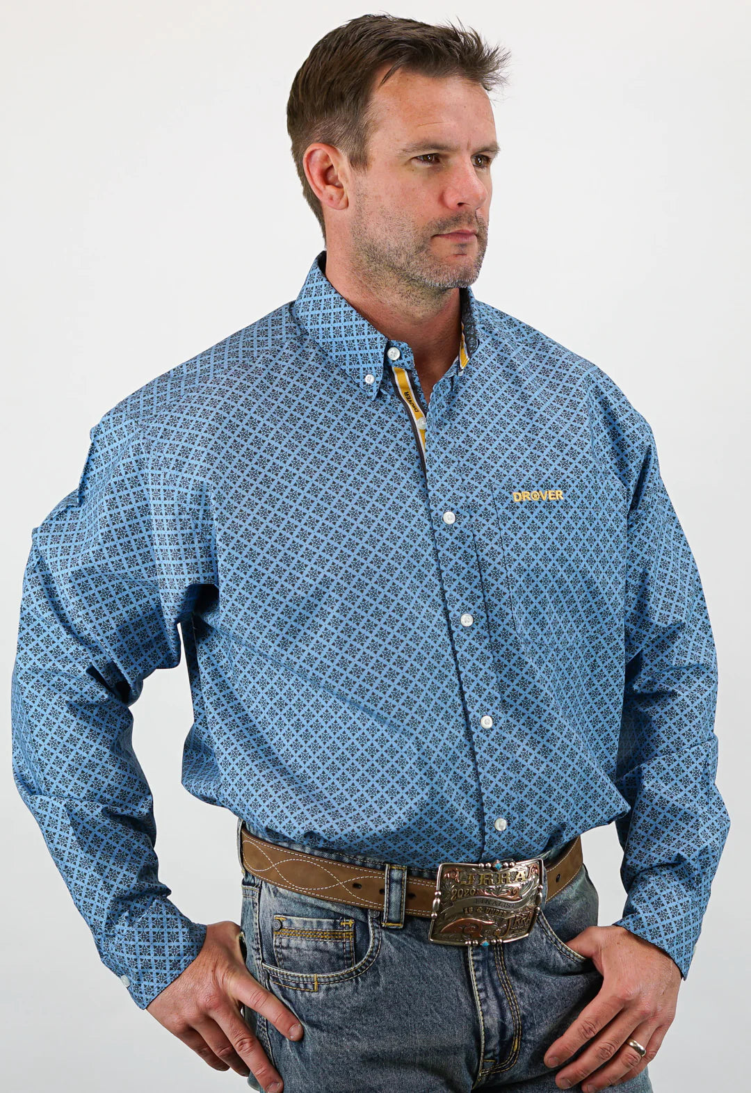 Drover Signature Series Scout Vented Long Sleeve Button-Down - Blue
