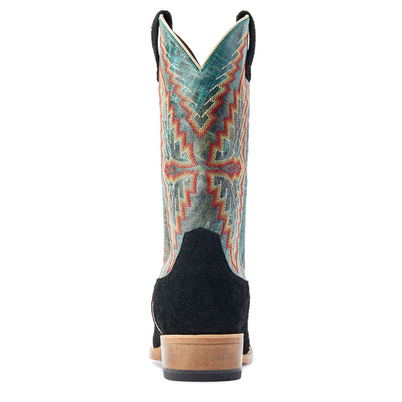 ARIAT MEN'S FUTURITY SHOWMAN WESTERN BOOTS | BLACK ROUGHOUT / ROARING TURQUOISE #10044498