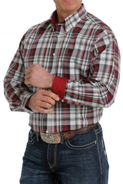 Cinch Mens Plaid Western Button-Down Long Sleeve Shirt