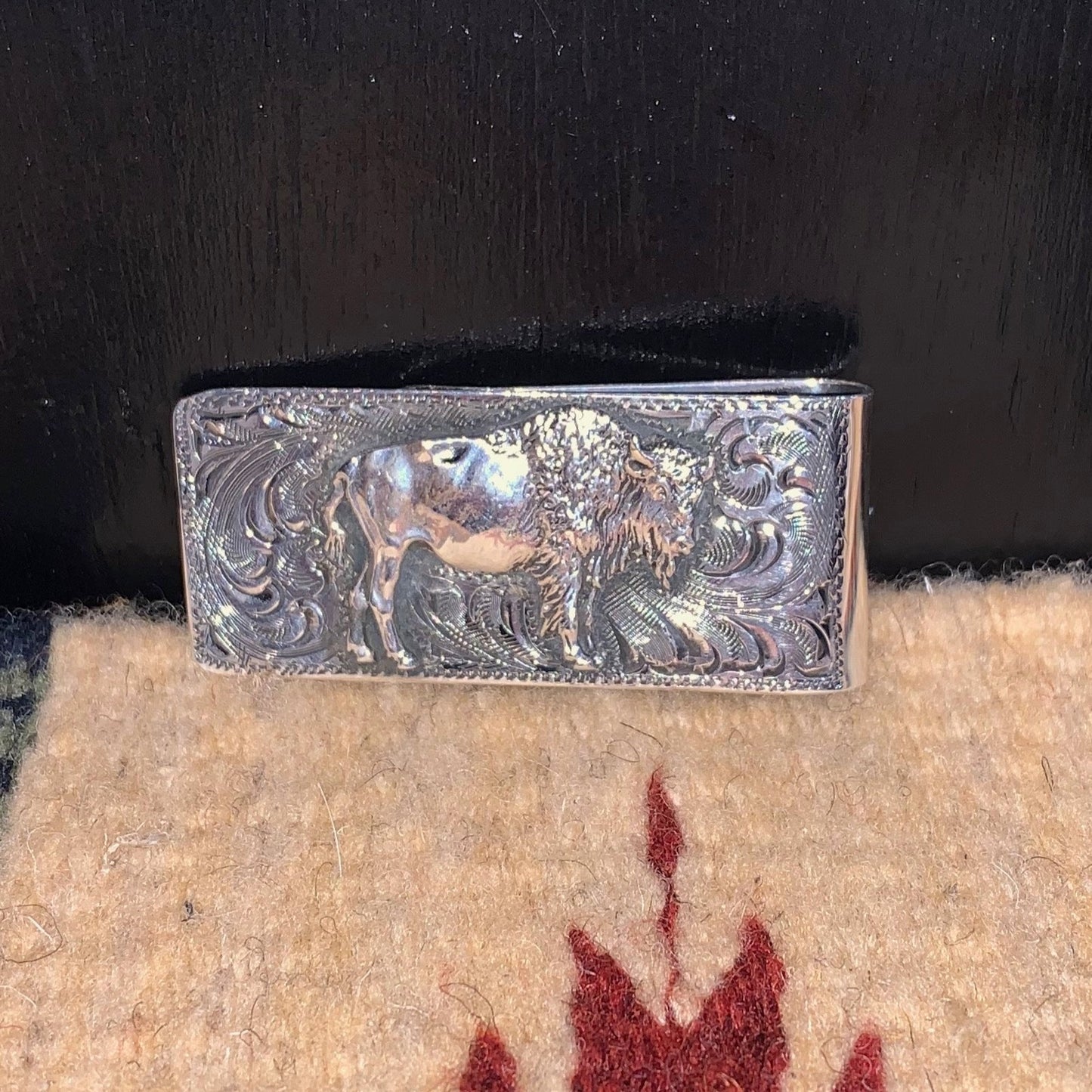 Sterling Silver Moneyclip with Buffalo