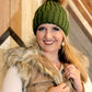 Knit Beanie W/ Fox Fur Detachable Pom