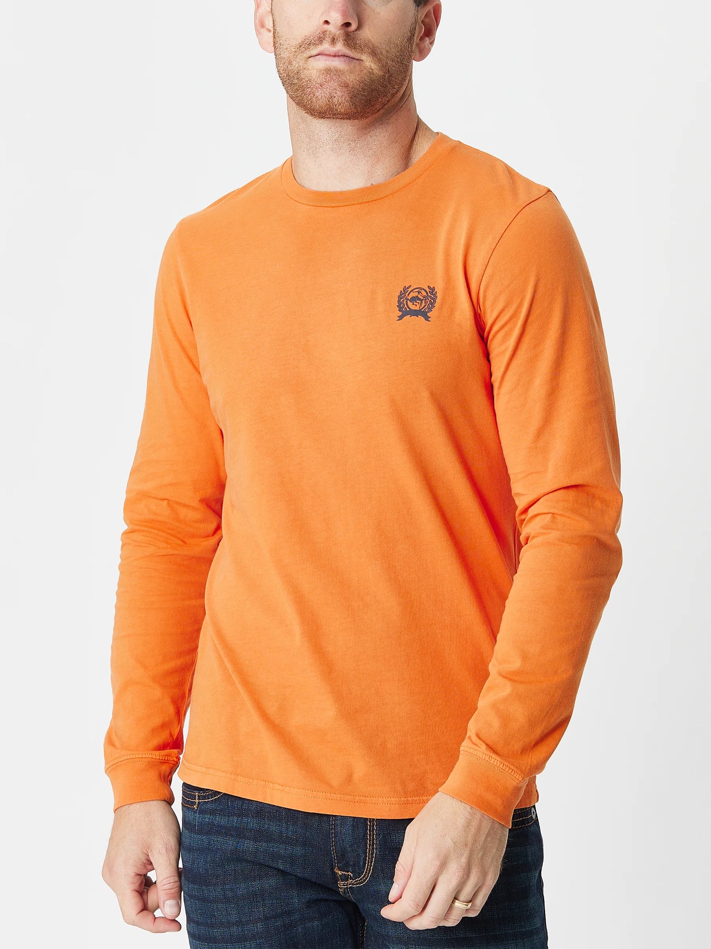 CINCH MEN'S ORANGE WITH CREAM AND GREEN LOGO GRAPHIC LONG SLEEVE T-SHIRT