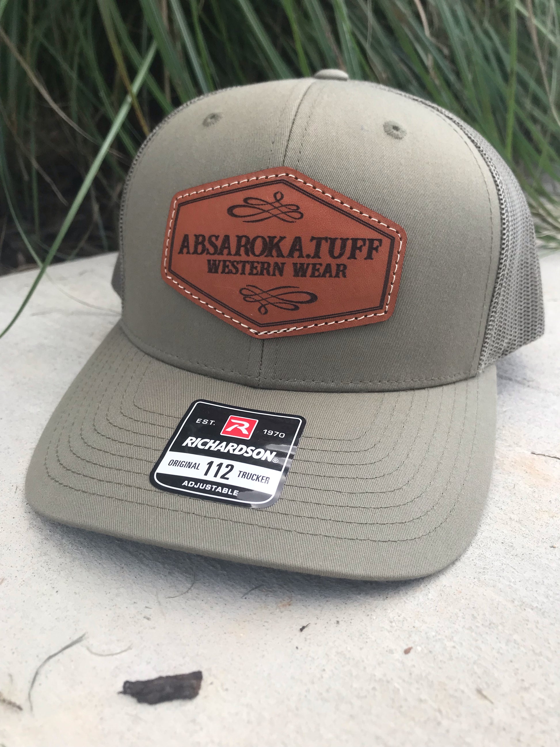 Absaroka Western Wear Hexagon Tooled Leather Patch Snapback Hat