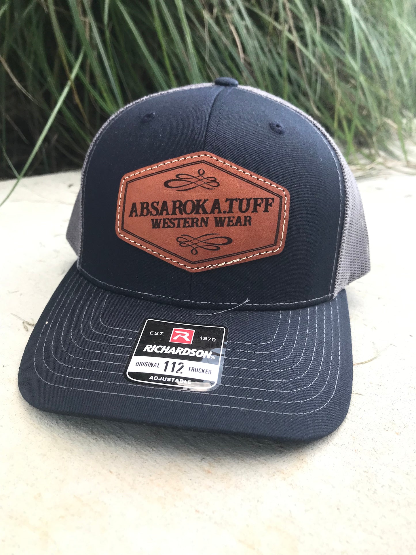Absaroka Western Wear Hexagon Tooled Leather Patch Snapback Hat