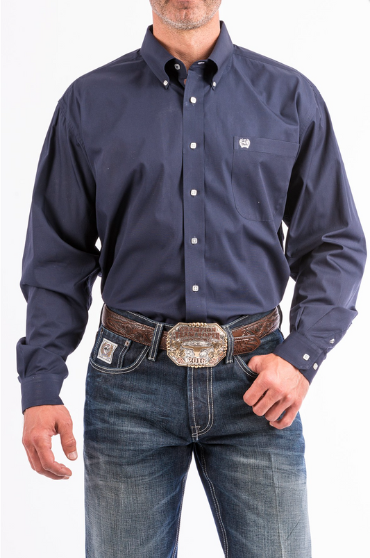 Cinch Mens Classic Fit Western Button-Down Shirt - Navy