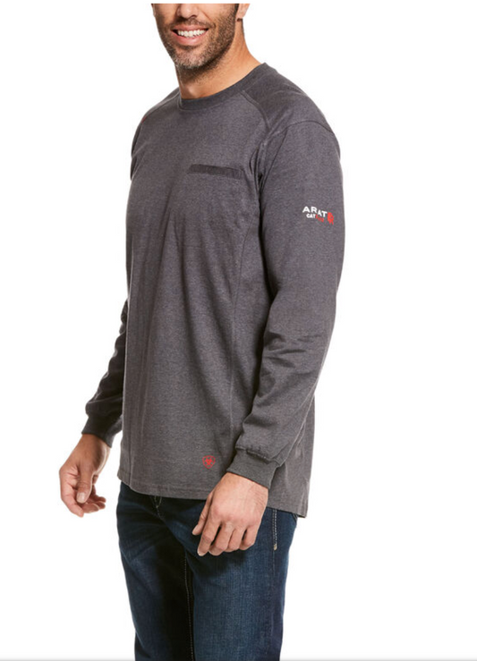 Ariat FR Mens Air Crew Long Sleeve  - Charcoal Heather
