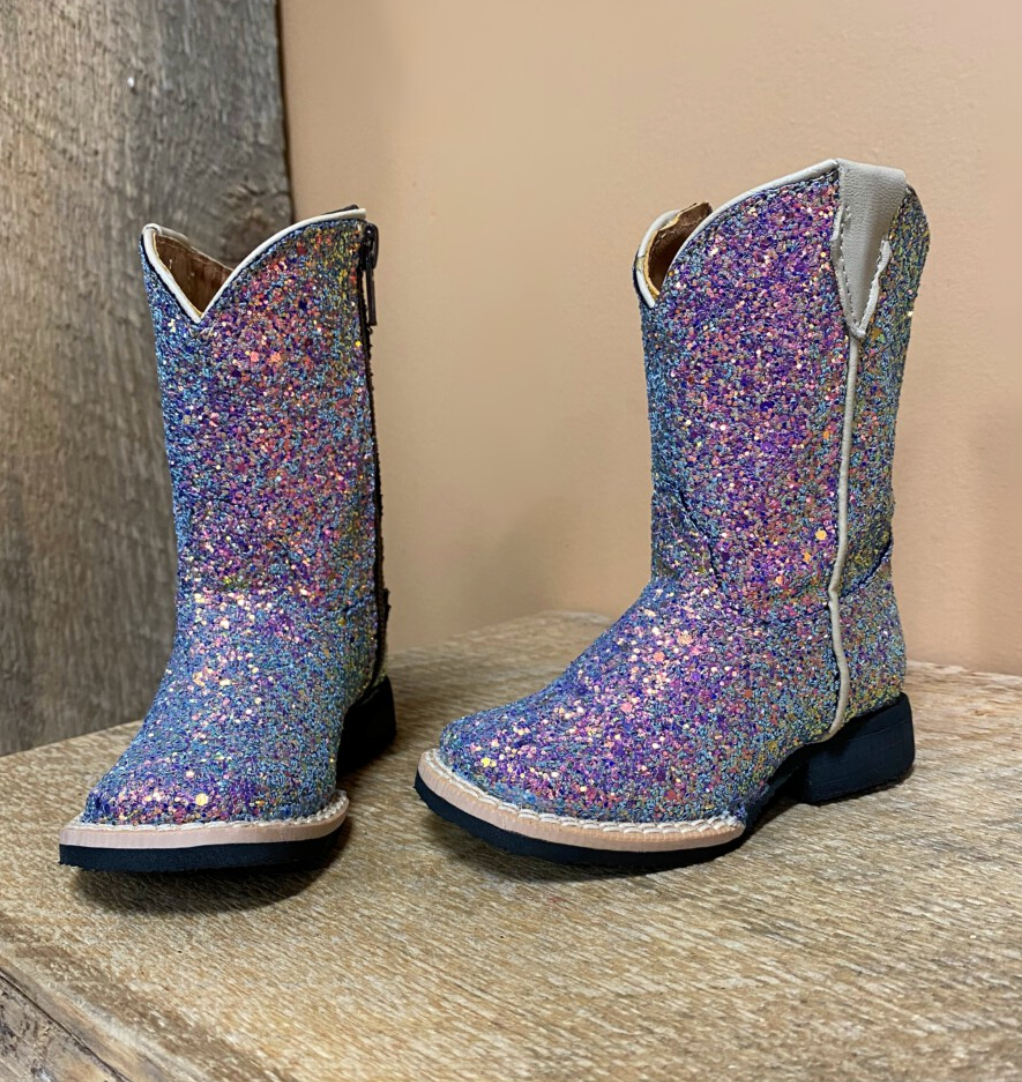 Girl's Mermaid Cowgirl-Blue Glitter Boot