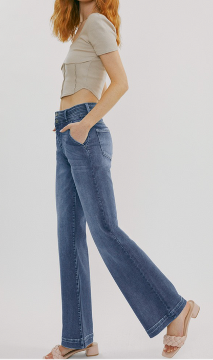 Holly Fare Double Button Wide Jean