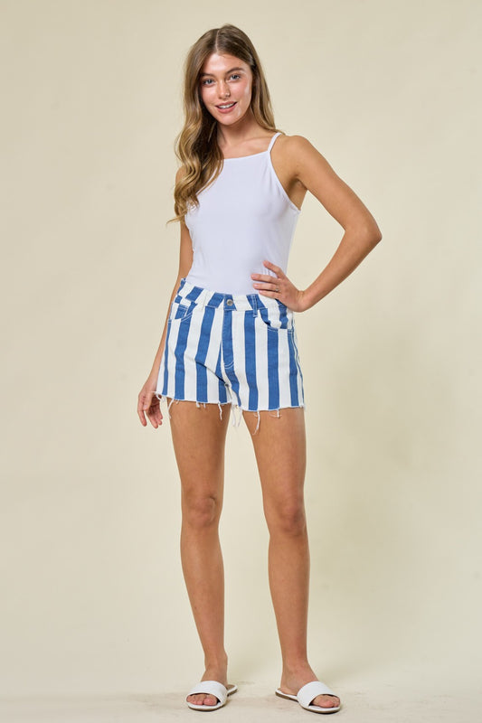 Striped Shorts- Off White/Blue