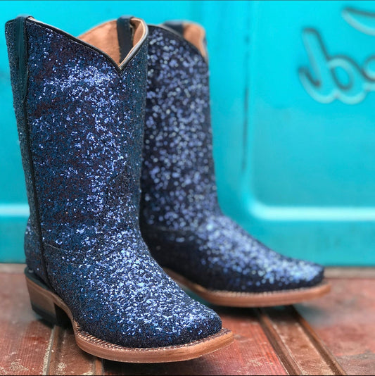 Girls Cobalt Blue Sparkle Boots