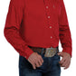 Cinch Mens Modern Fit Long Sleeve Button-Down Solid Print - Red MTW1347022