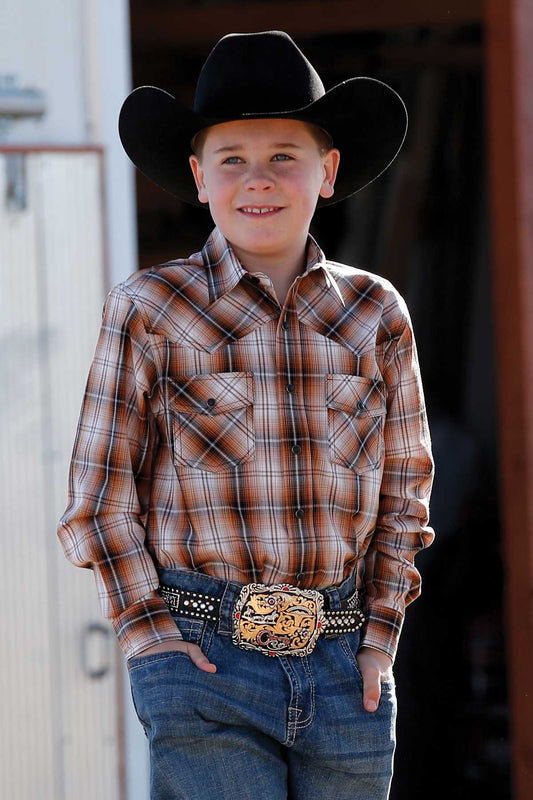 BOY'S CINCH LONG SLEEVE PLAID SHIRT