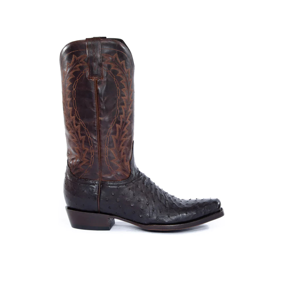 ALLENS FULL QUILL OSTRICH BROWN BOOTS