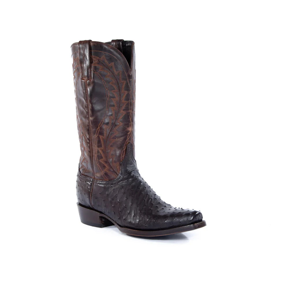 ALLENS FULL QUILL OSTRICH BROWN BOOTS
